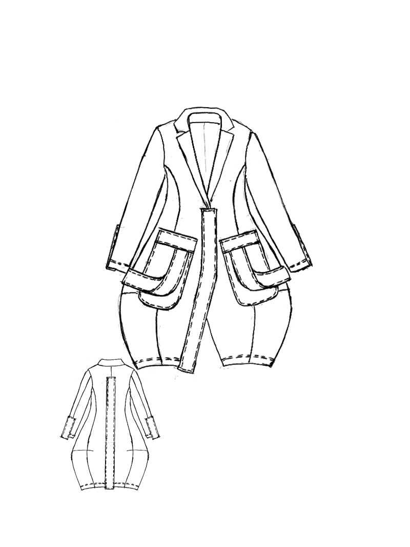 Rundholz - Ballonförmiger Stretch Mantel - 1261241209