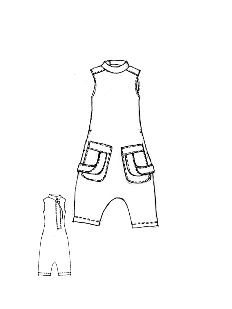 Rundholz - Stretch Overall mit Reißverschluss Hinten - 1261241308