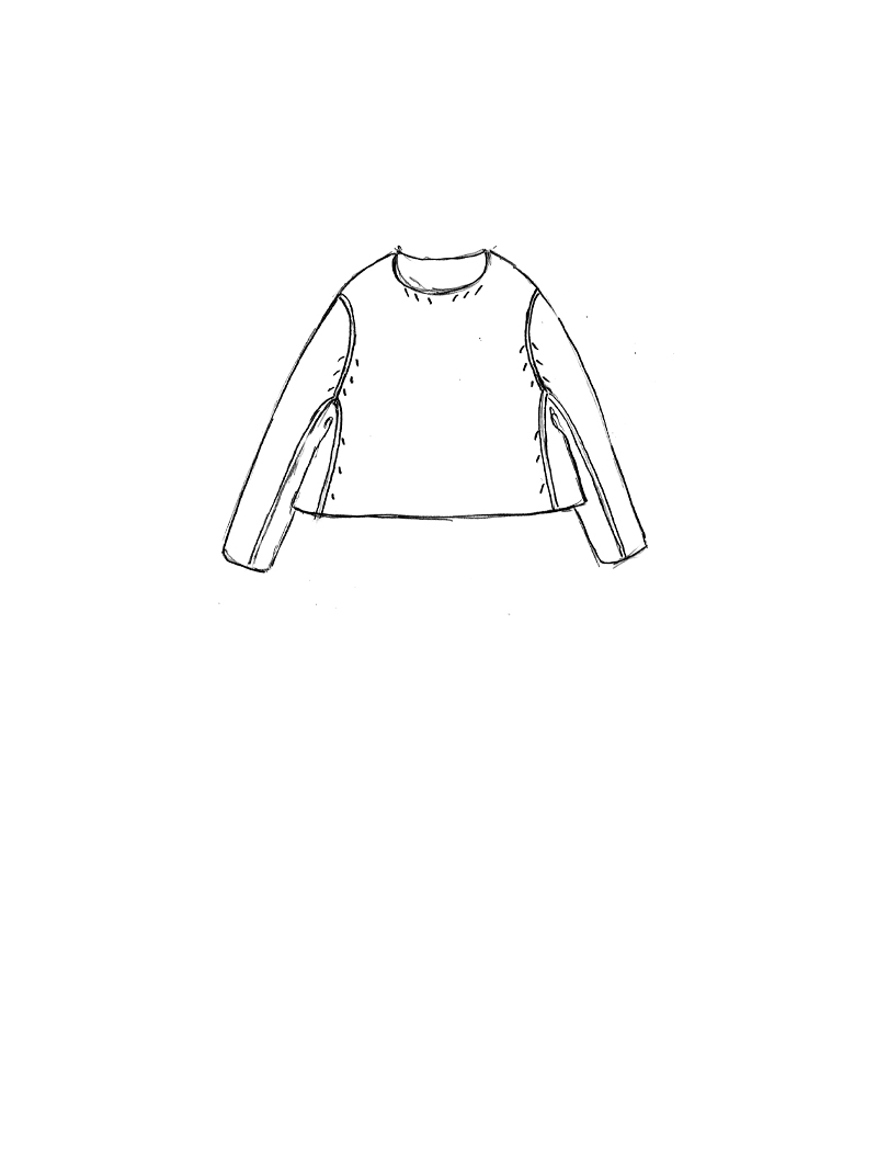 Rundholz - Weiter Baumwoll Strick Pullover - 1261420702