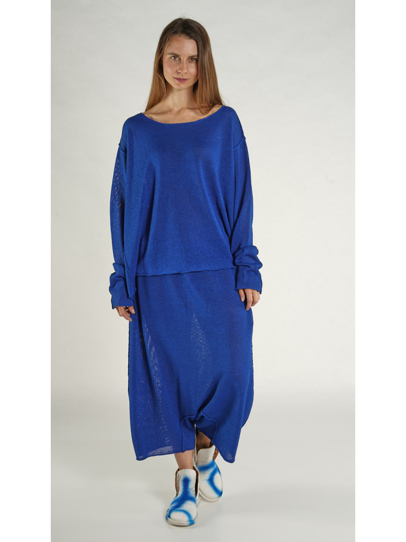 Rundholz - Weiter Baumwoll Strick Pullover - 1261420702