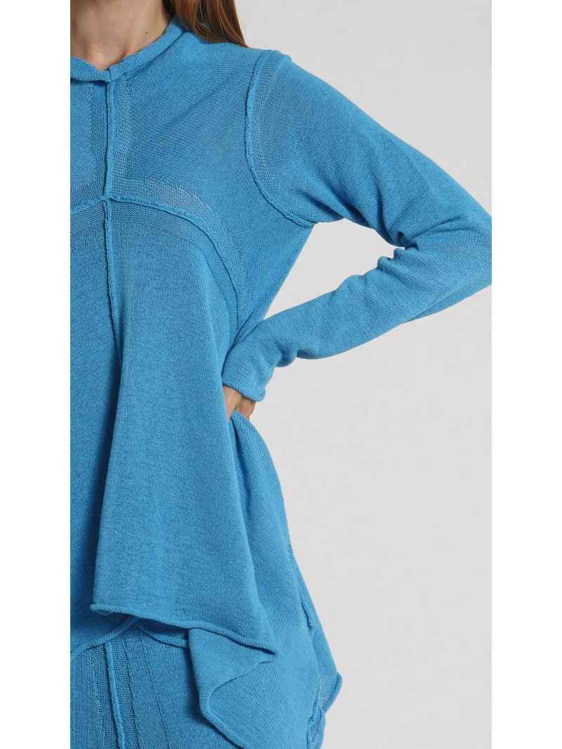 Rundholz - Ausgestellter Leinen Strick Pullover - 1261720701