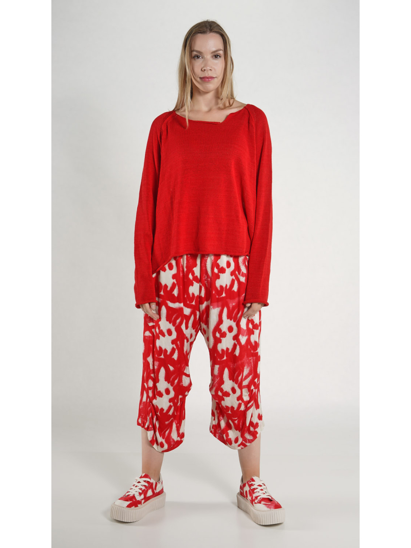 Rundholz - Weiter Leinen Strick Pullover - 1261720702