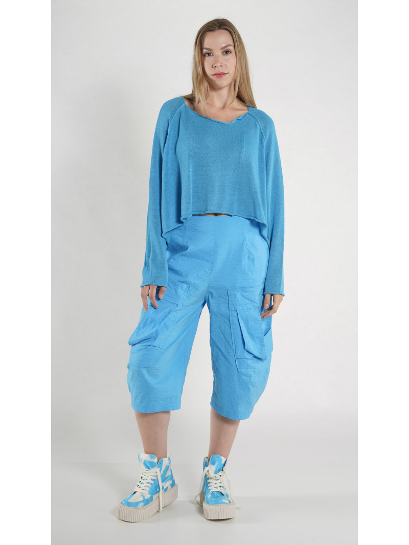 Rundholz - Kurzer Leinen Strick Pullover - 1261720703