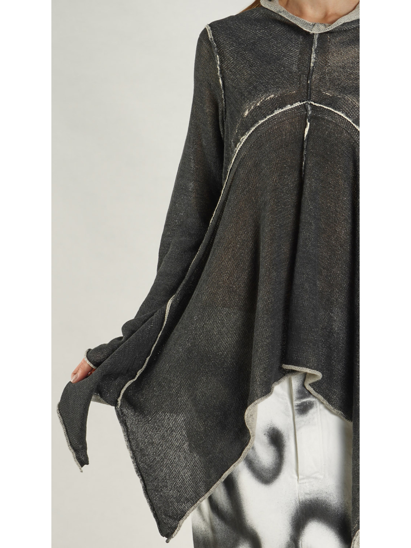 Rundholz - Ausgestellter Leinen Strick Pullover - 1261720711