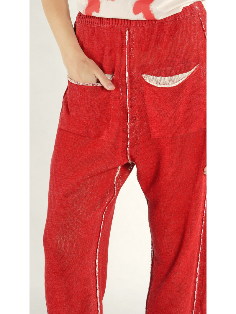 Rundholz - Leinen Strick Hose - 1261727615