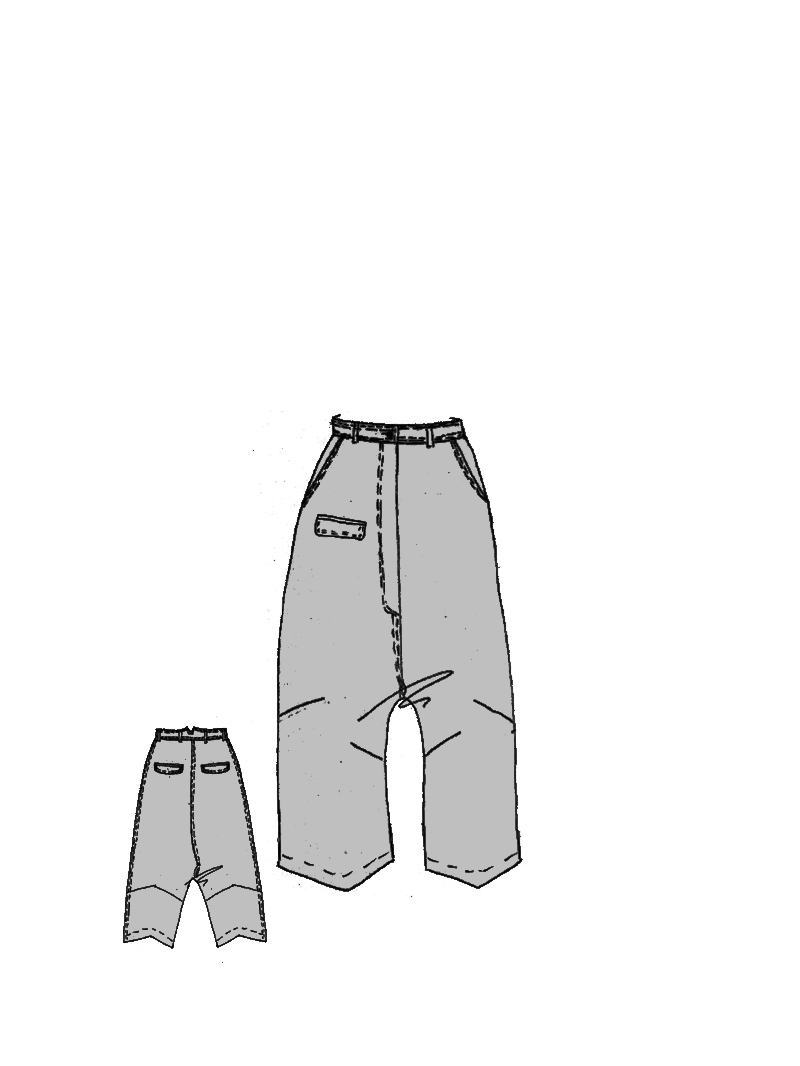 Rundholz DIP - Viskose Leinen Hose mit Sehr tiefer Schritthöhe - 1262010105