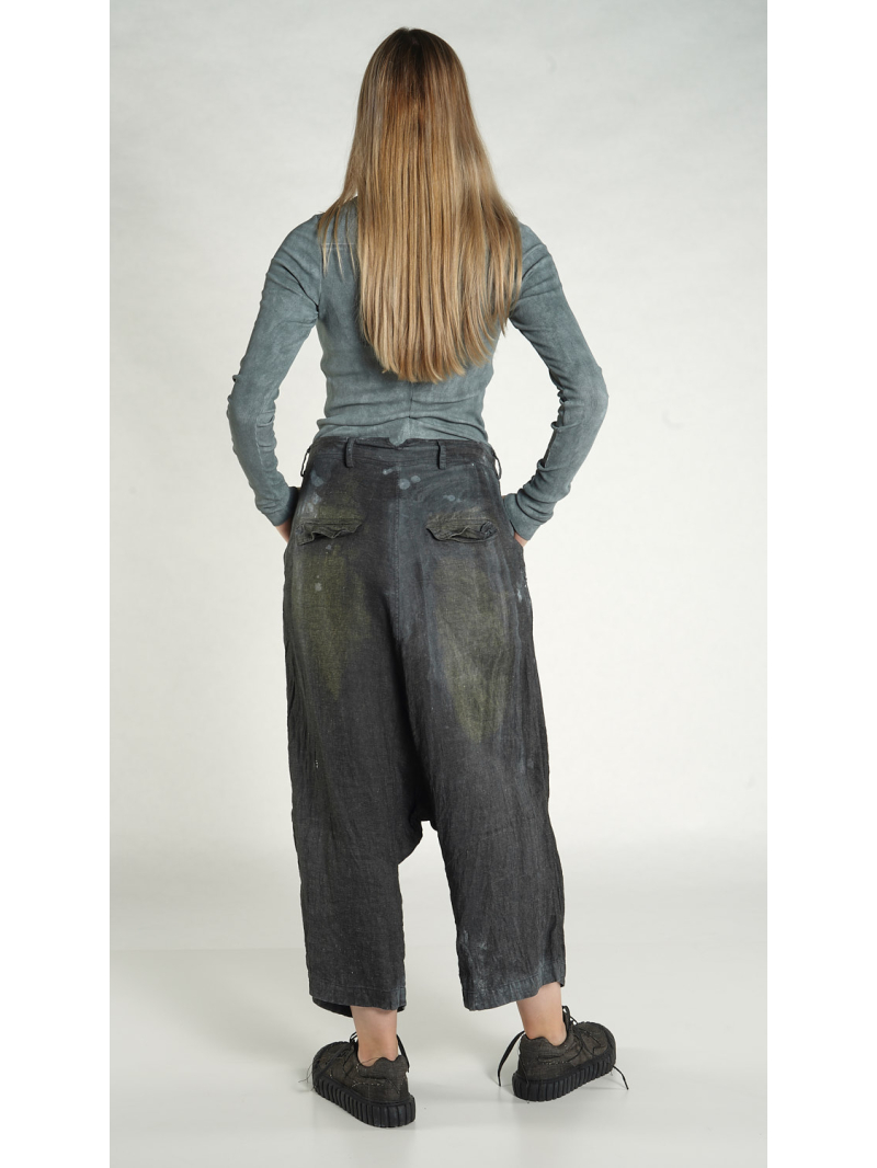 Rundholz DIP - Viskose Leinen Hose mit Sehr tiefer Schritthöhe - 1262010125