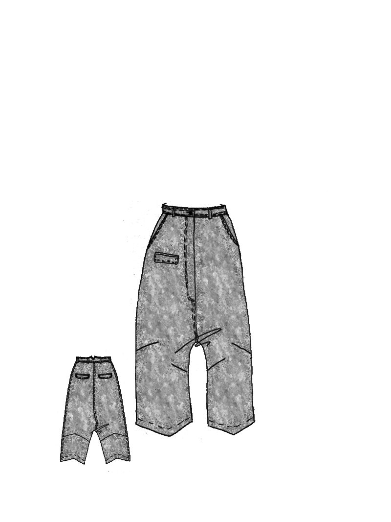 Rundholz DIP - Viskose Leinen Hose mit Sehr tiefer Schritthöhe - 1262010125