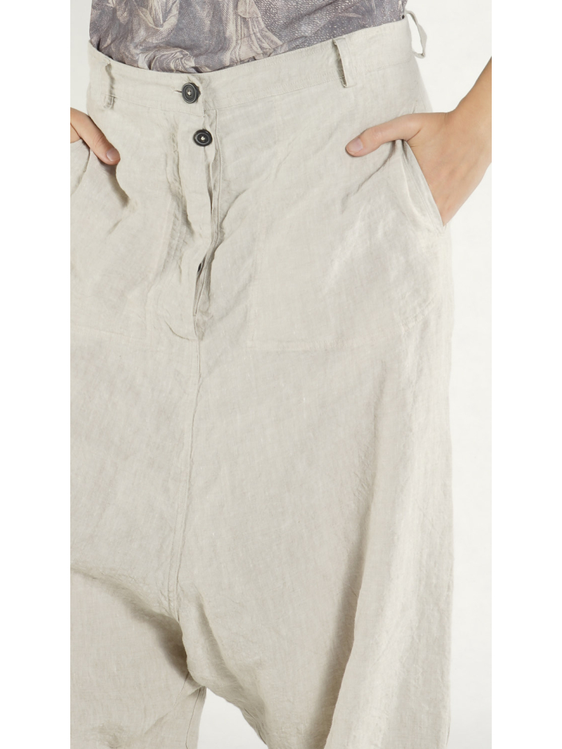Rundholz DIP - Leinen Hose mit tiefer Schritthöhe - 1262020101