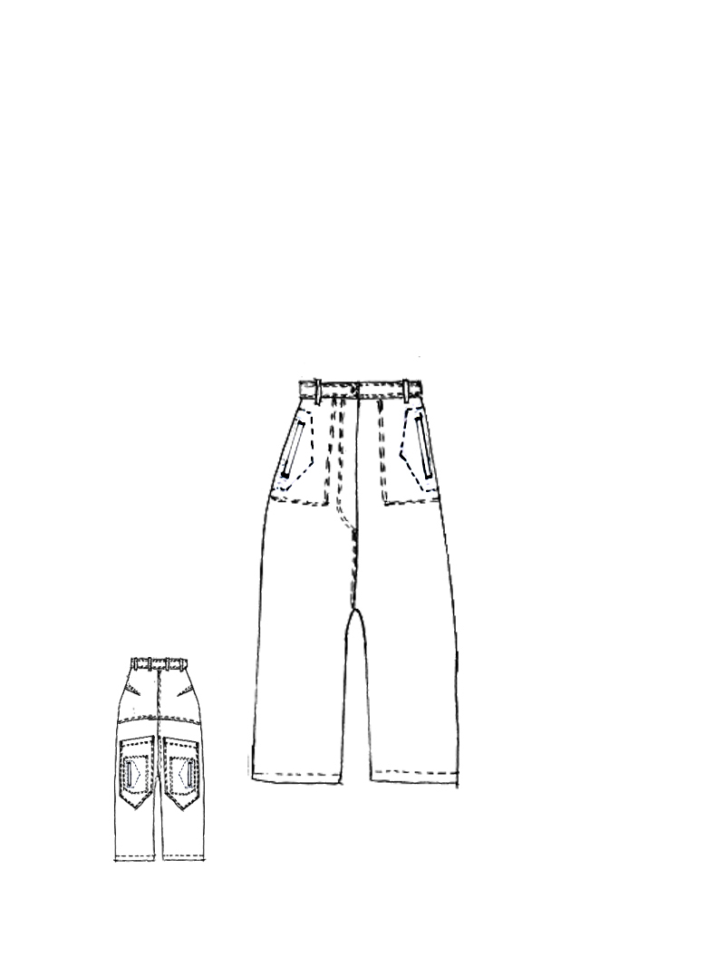 Rundholz DIP - Leinen Hose mit tiefer Schritthöhe - 1262020101