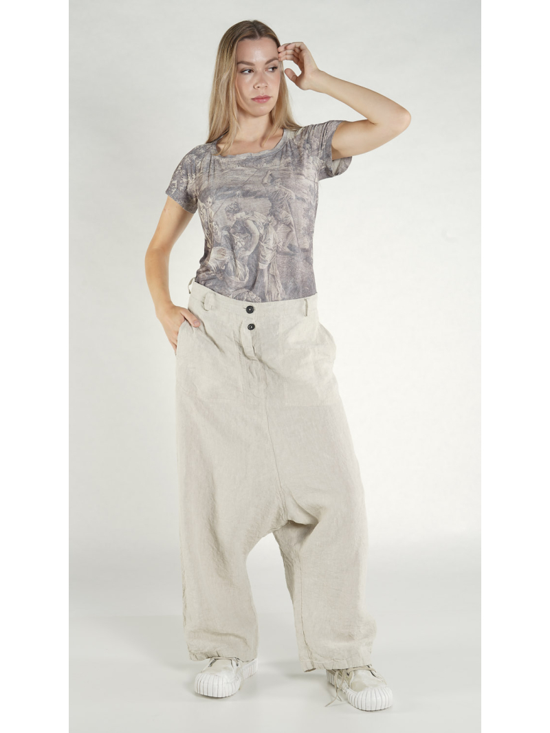 Rundholz DIP - Leinen Hose mit tiefer Schritthöhe - 1262020101