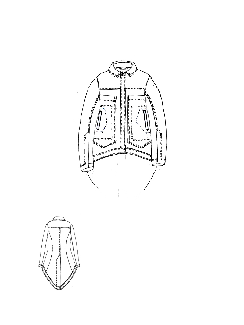 Rundholz DIP - Leinen Mantel mit Schwalbenschwanz - 1262021206