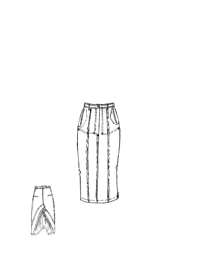 Rundholz DIP - Denim Rock mit Abknöpfbarem Volant - 1262030307