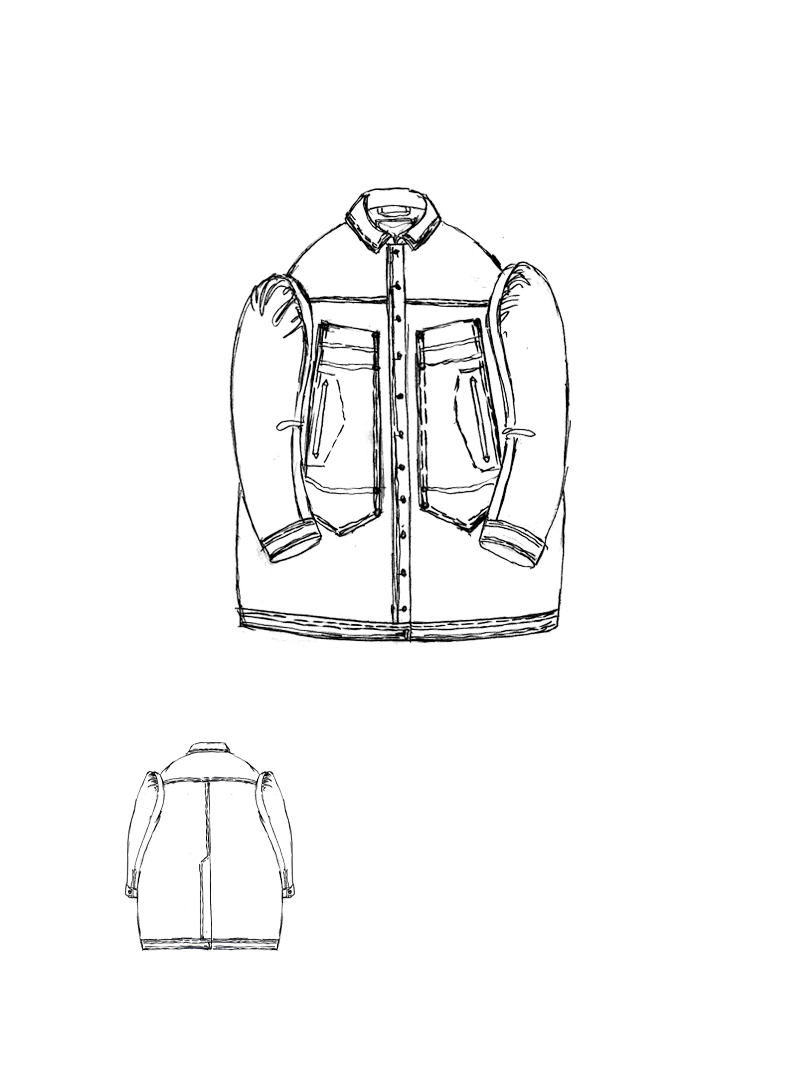Rundholz DIP - Ballonförmiger Denim Mantel - 1262031211