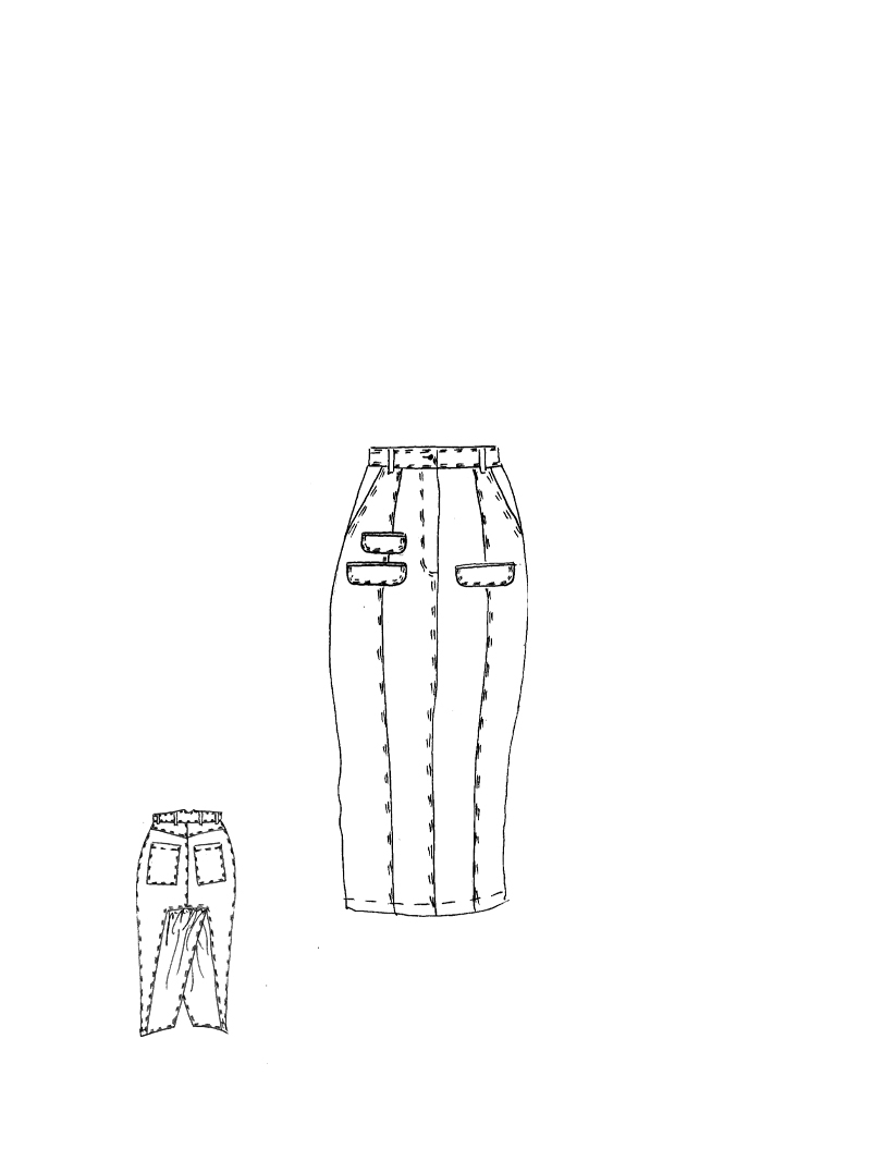 Rundholz DIP - Bananenförmiger Stretch Denim Rock - 1262070304