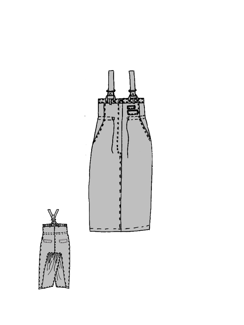 Rundholz DIP - Viskose Leinen Rock mit Hosenträgern - 1262110314