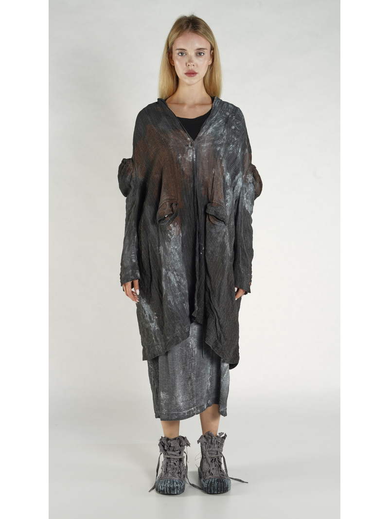 Rundholz DIP - Sehr weiter Viskose Leinen Mantel - 1262111243