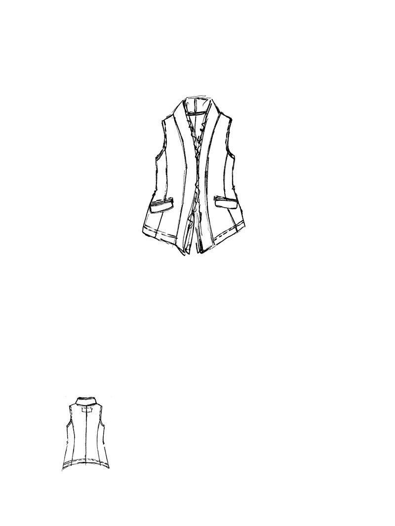 Rundholz DIP - Bananenförmige Weste mit Volant - 1262241008