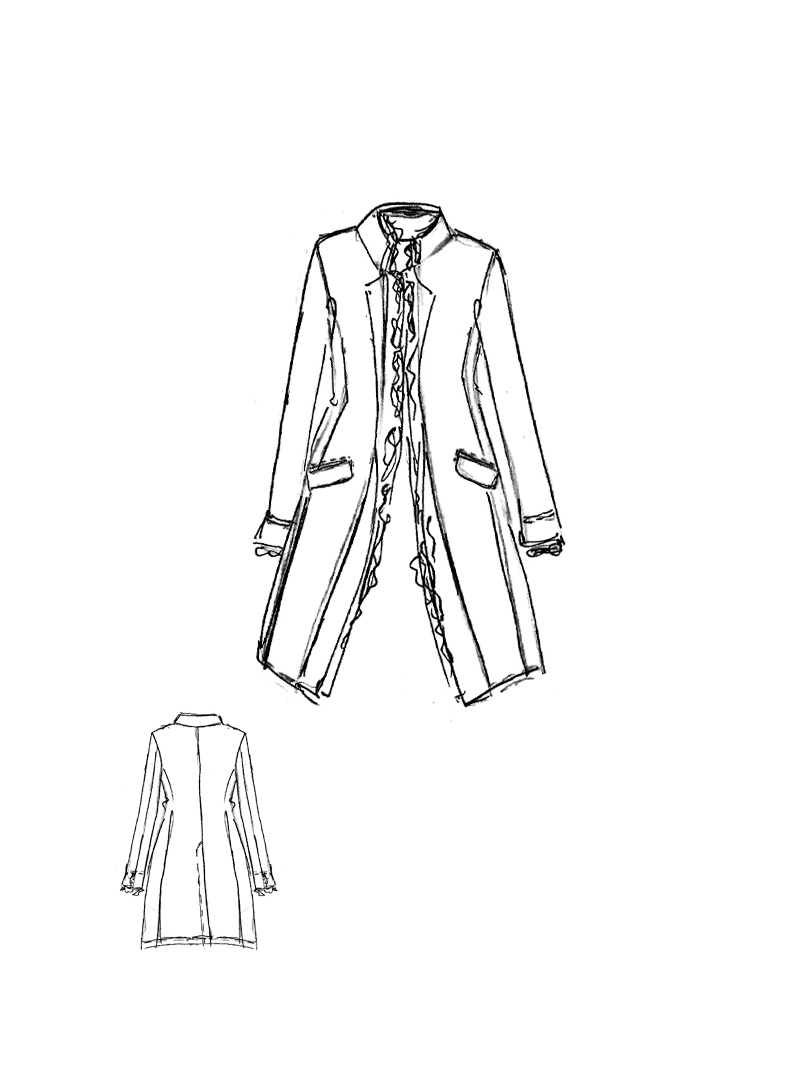 Rundholz DIP - Bananenförmiger Mantel mit Volant - 1262241205