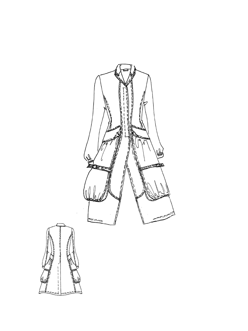 Rundholz DIP - Schmaler Techno Stretch Mantel - 1262391207