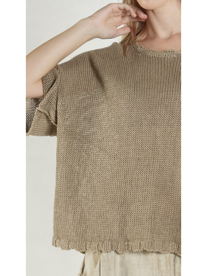 Rundholz DIP - Lockerer Leinen Strick Pullover - 1262440703