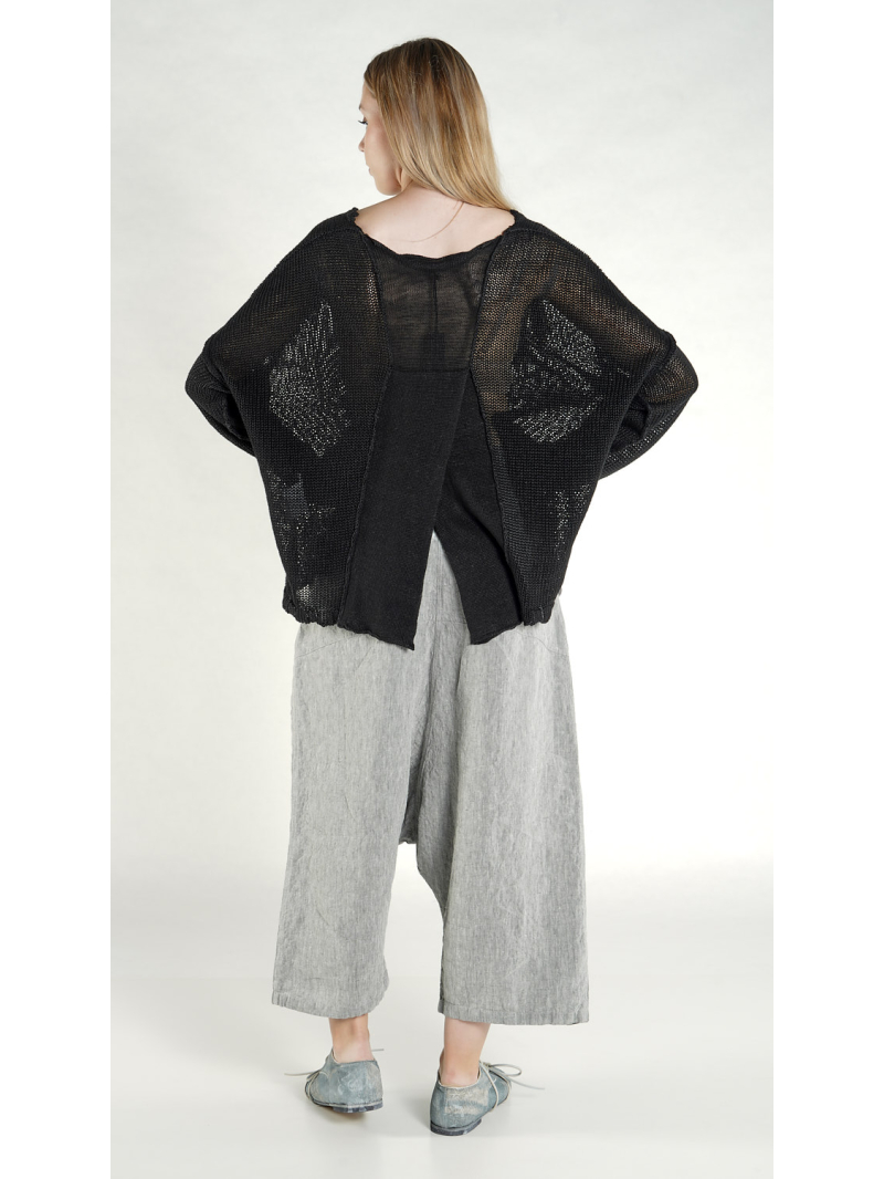 Rundholz DIP - Weiter Leinen Strick Pullover - 1262440704