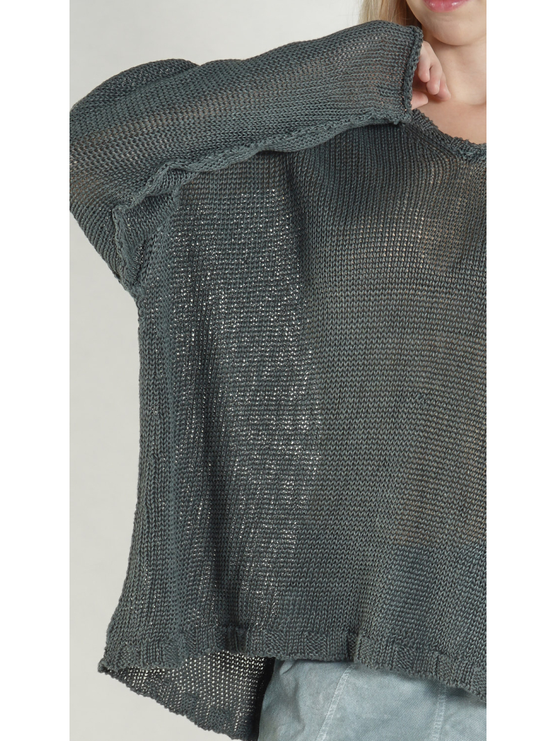 Rundholz DIP - Gerader weiter Leinen Strick Pullover - 1262440705