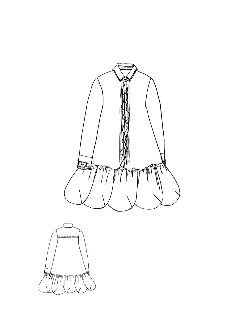 Rundholz DIP - Ausgestelltes Baumwoll voile Kleid - 1262580905