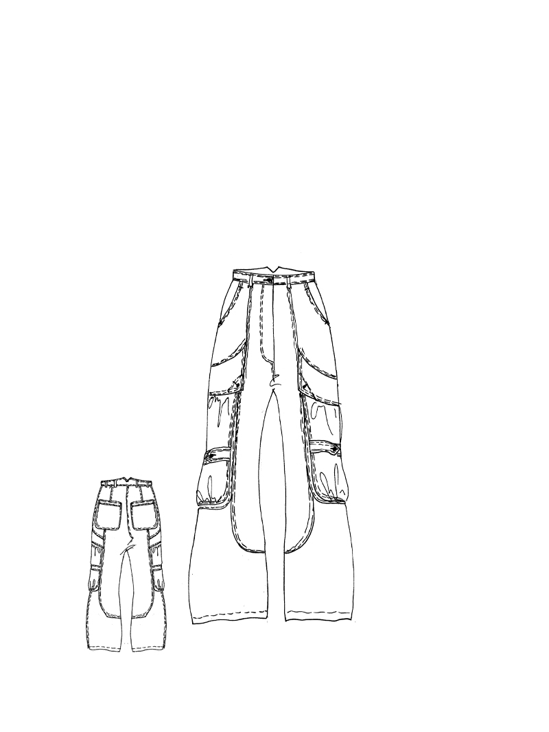 Rundholz DIP - Ausgestellte Hose mit Metallknöpfen - 1262600101