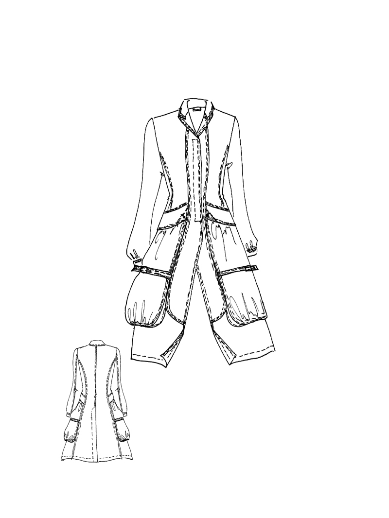 Rundholz DIP - Taillierter Baumwoll Twill Stretch Mantel - 1262601209