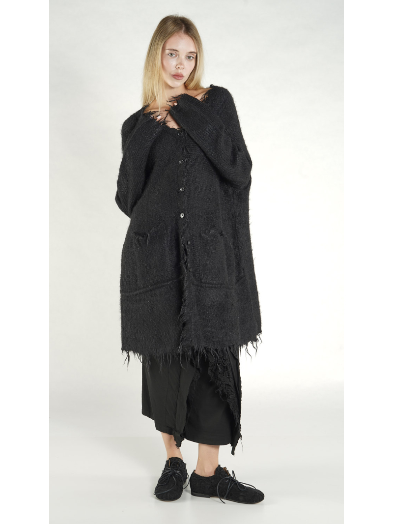 Rundholz DIP - Gerader weiter Tussah Seiden Strickmantel - 1262657209