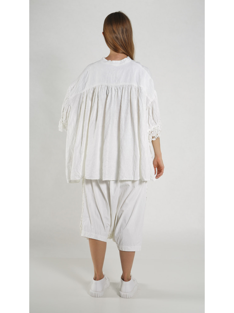 Rundholz DIP - Gerade geschnittene Leinenbluse mit Knöpfen - 1262670402