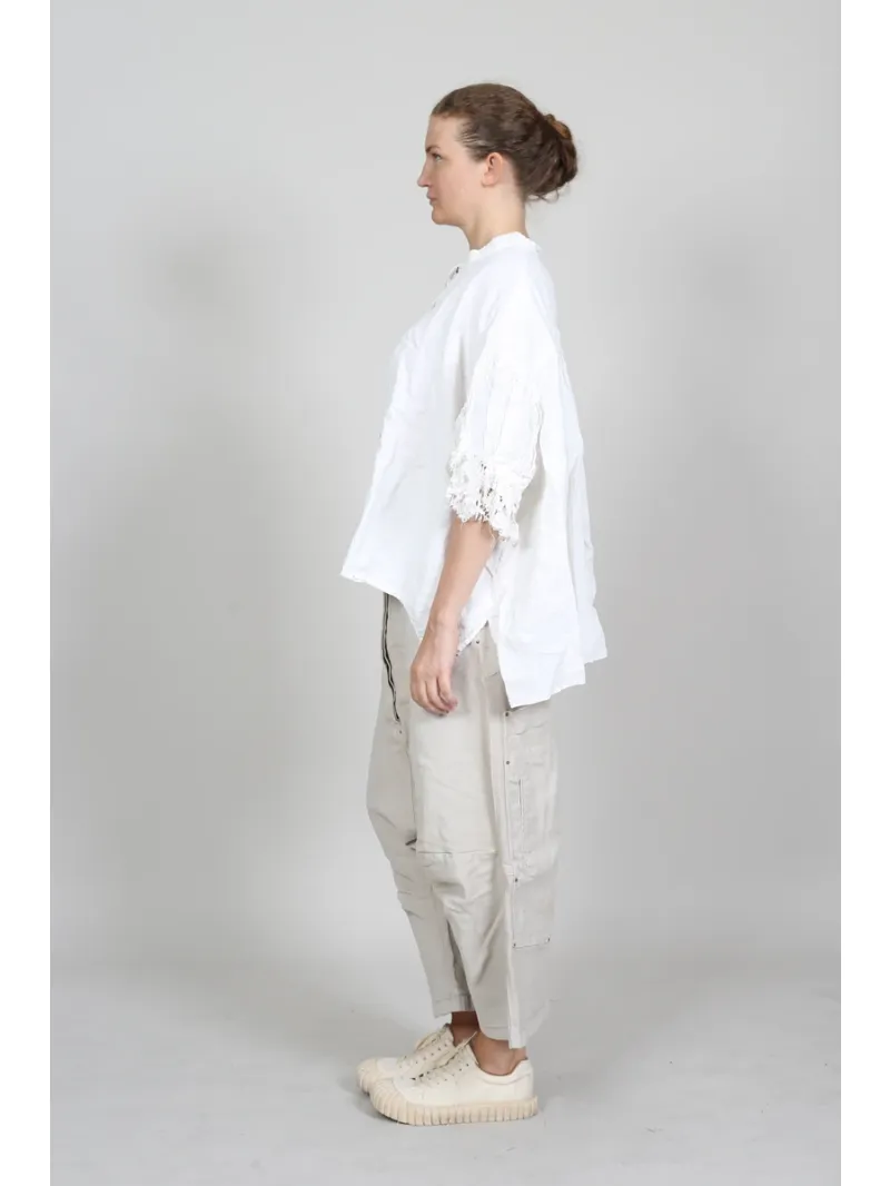 Rundholz DIP - Gerade geschnittene Leinenbluse mit Knöpfen - 1262670402