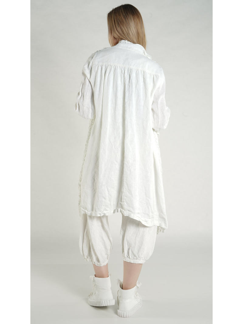 Rundholz DIP - Ausgestellter Leinen Mantel - 1262671211