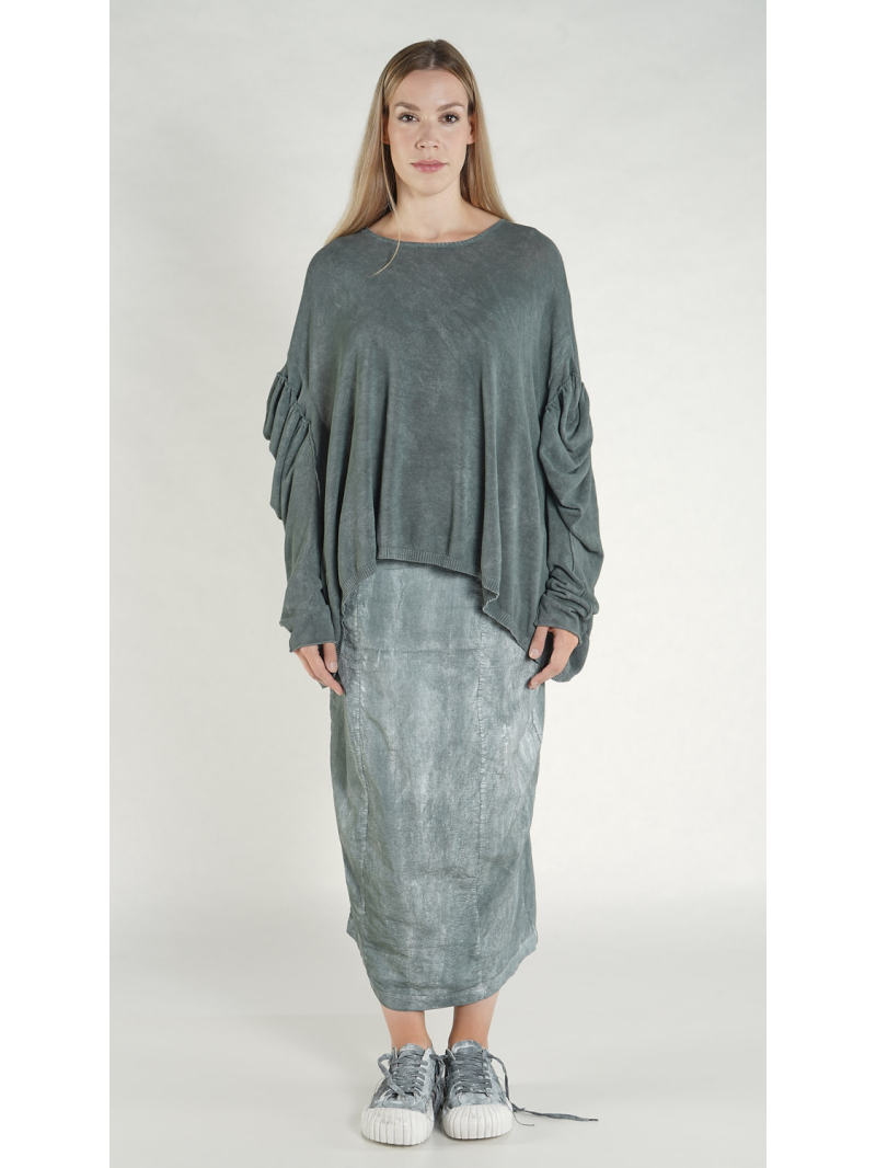 Rundholz DIP - Hüftlanger Baumwoll crepe Strick Pullover - 1262690702