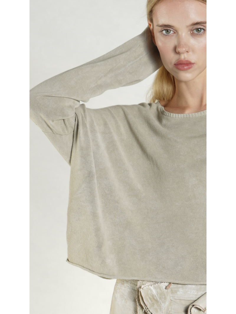 Rundholz DIP - Kurzer Baumwoll crepe Strick Pullover - 1262690703