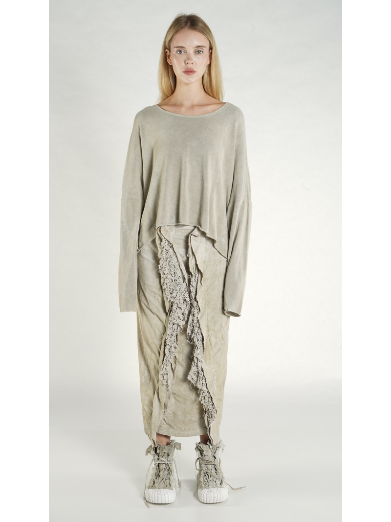 Rundholz DIP - Kurzer Baumwoll crepe Strick Pullover - 1262690703