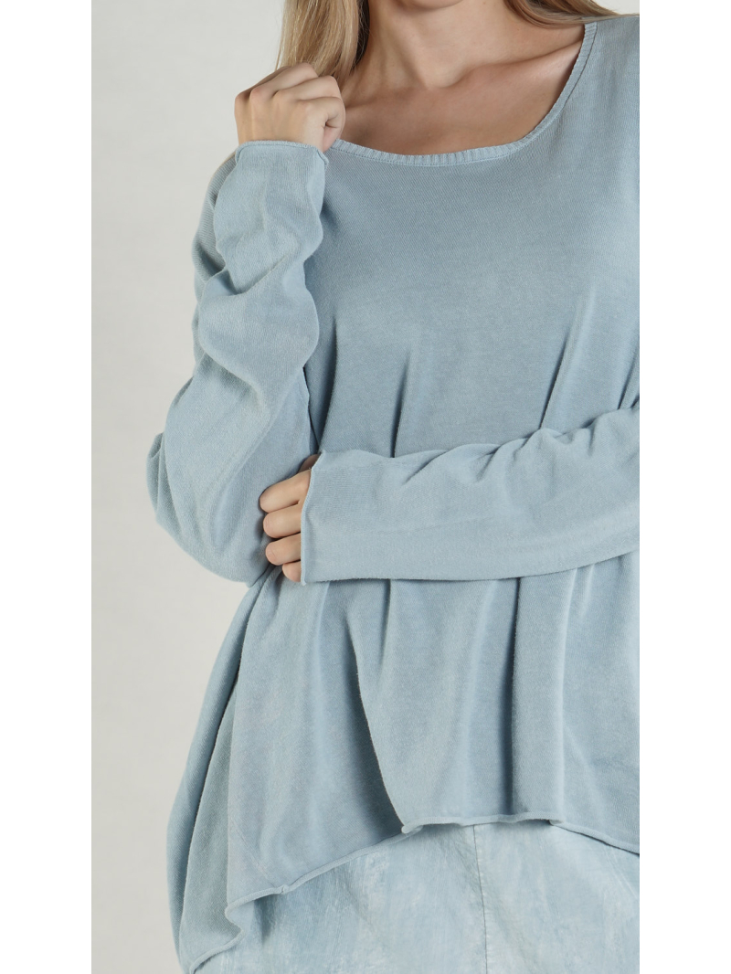 Rundholz DIP - Gerader weiter Baumwoll crepe Strick Pullover - 1262690704