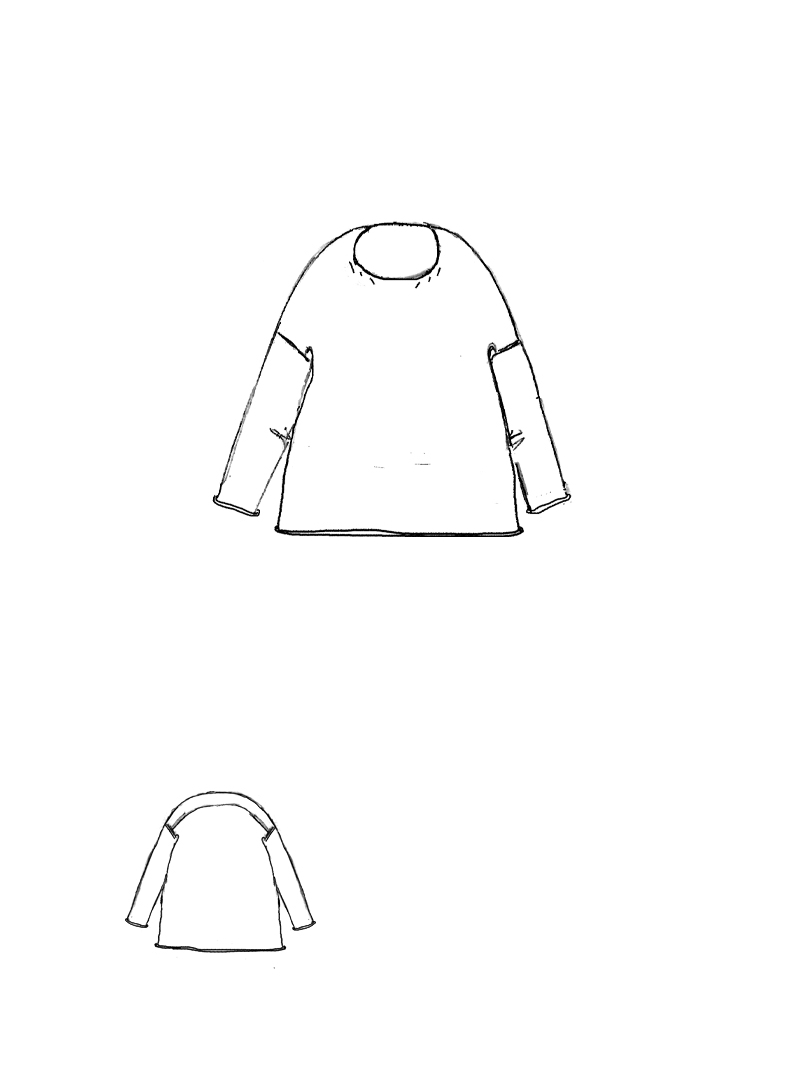 Rundholz DIP - Gerader weiter Baumwoll crepe Strick Pullover - 1262690704