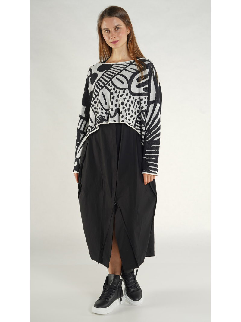 Rundholz Black Label - Kurzer weiter Baumwoll Jaquard Pullover - 1263410707