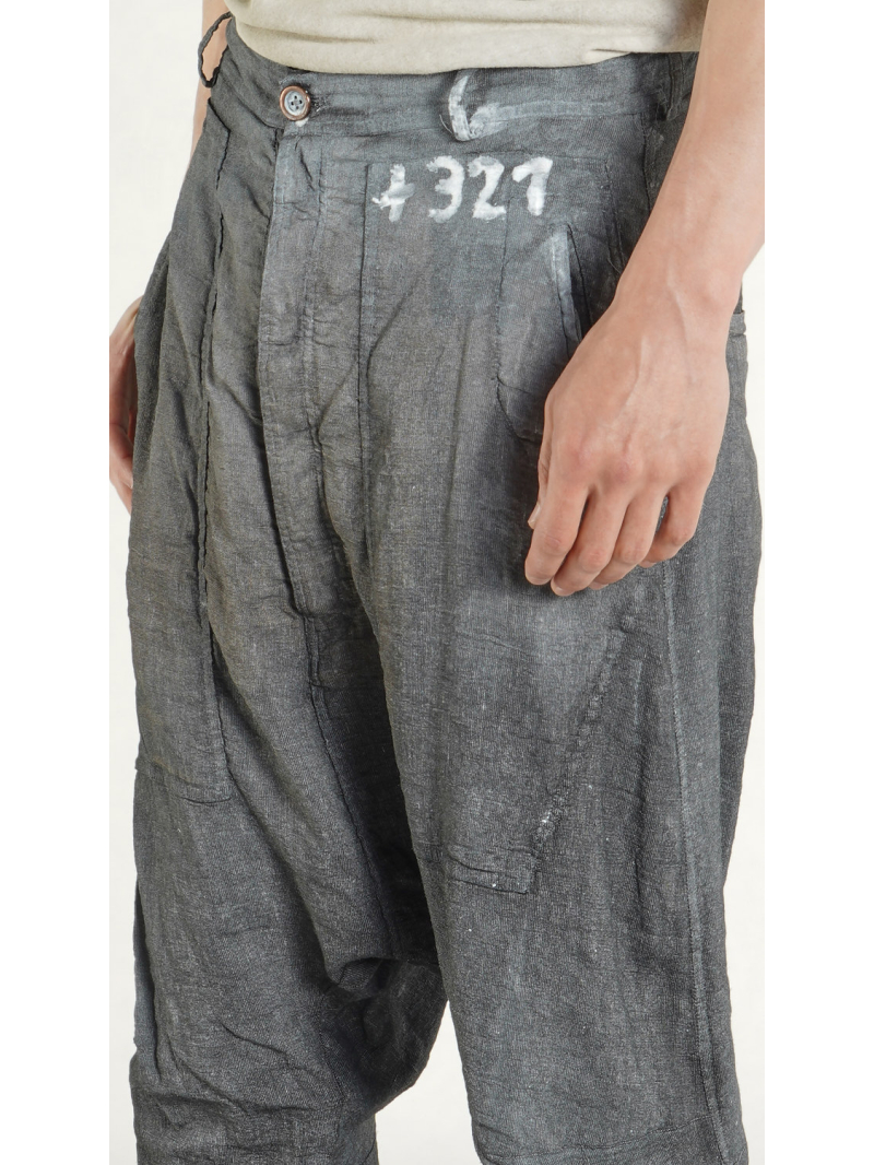 Rundholz - Viskose Leinen Hose mit tiefer Schritthöhe - 1264010105