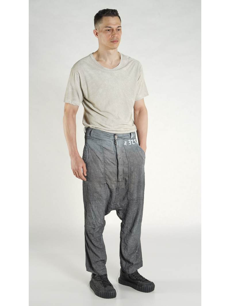 Rundholz - Viskose Leinen Hose mit tiefer Schritthöhe - 1264010105