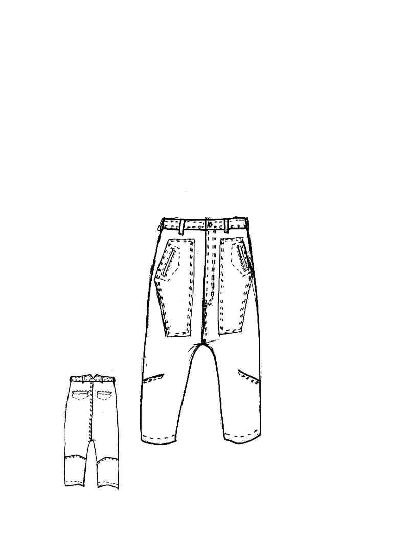 Rundholz - Viskose Leinen Hose mit tiefer Schritthöhe - 1264010125