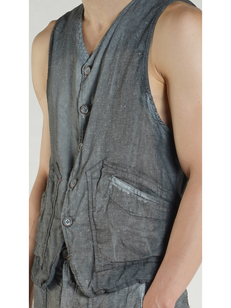 Rundholz - Viskose Leinen Weste - 1264011003