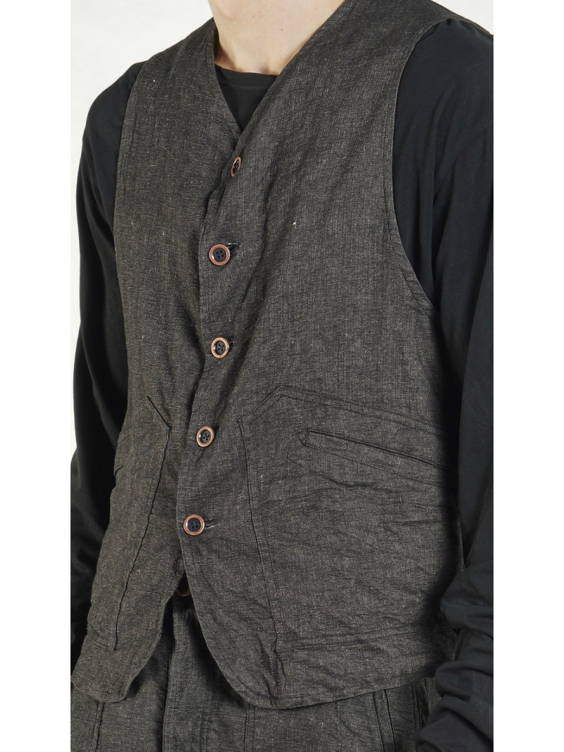 Rundholz - Viskose Leinen Weste - 1264011023