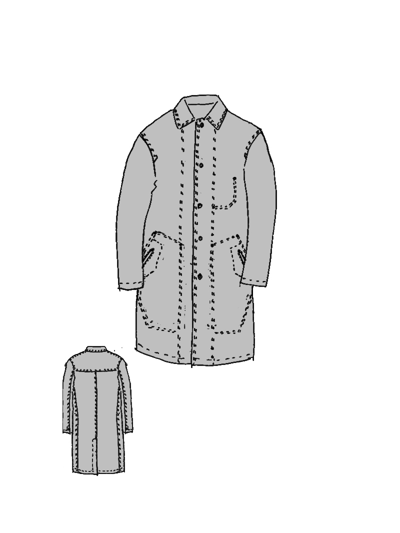 Rundholz - Kastenförmiger Denim Mantel - 1264031211