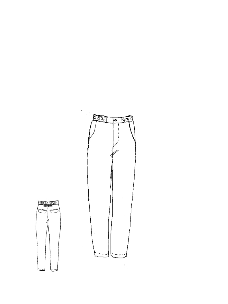 Rundholz - Schmale Viskose Leinen Hose - 1264110125