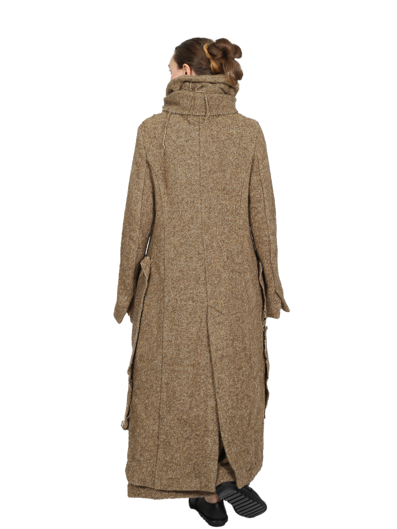 Rundholz - gerader schmaler Grobstrick-Mantel - Camel Melange - 2241251201