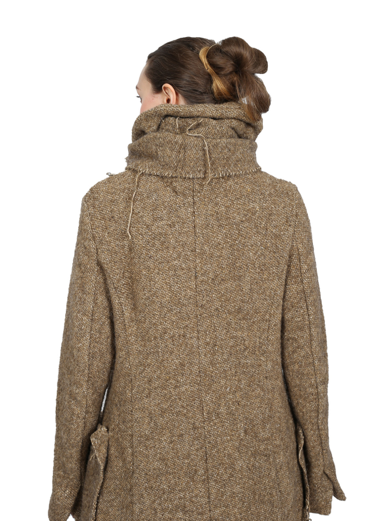 Rundholz - gerader schmaler Grobstrick-Mantel - Camel Melange - 2241251201