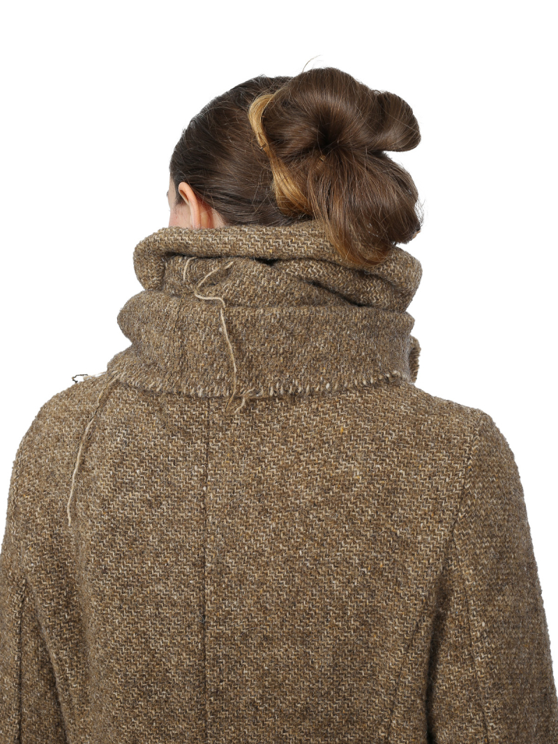 Rundholz - gerader schmaler Grobstrick-Mantel - Camel Melange - 2241251201